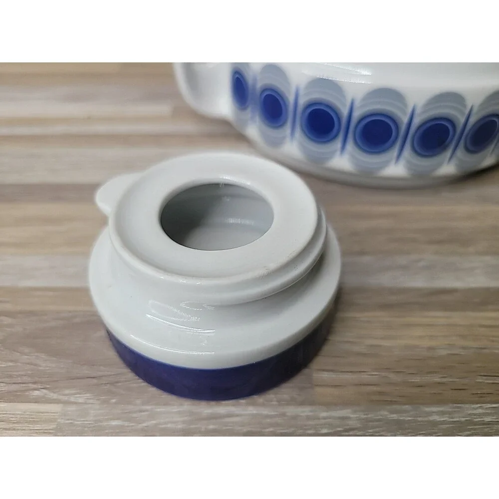 Bavaria Schirnding‎ Ceramic Teapot Blue and White Mid Century Modern Design